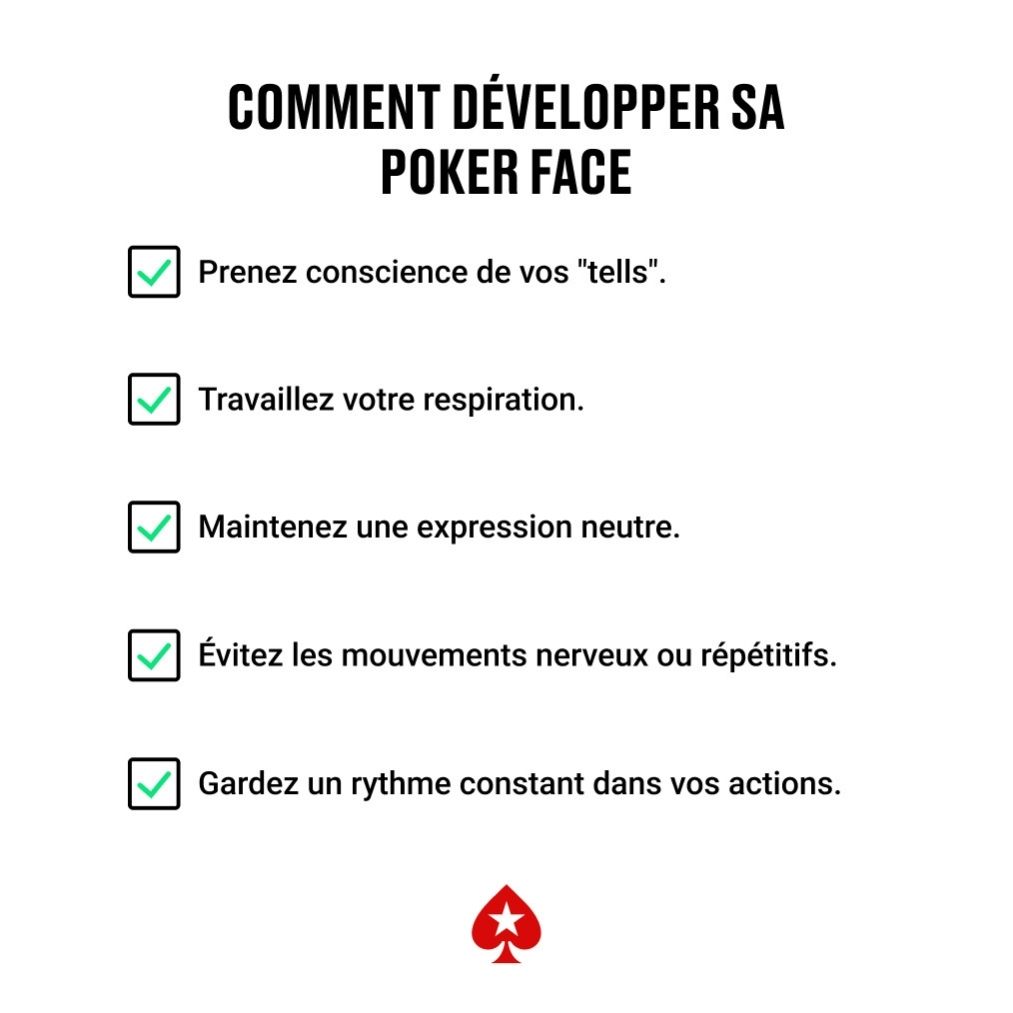 Checklist des premiers conseils pour développer sa poker face.
