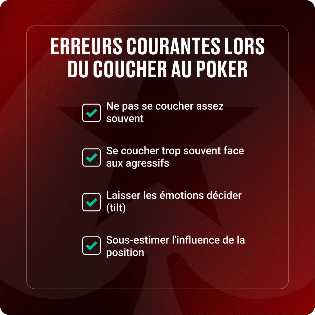 Erreurs courantes lors du coucher au poker