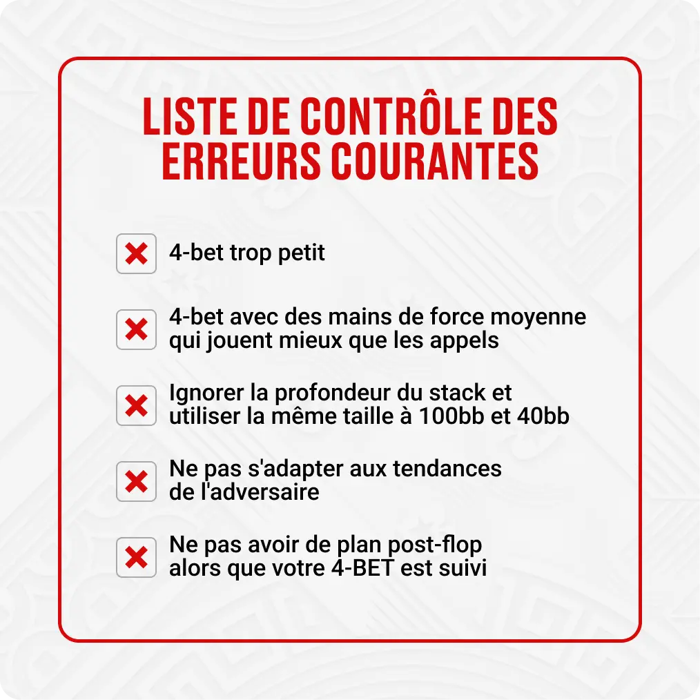 Erreurs courantes à éviter avec le 4-bet